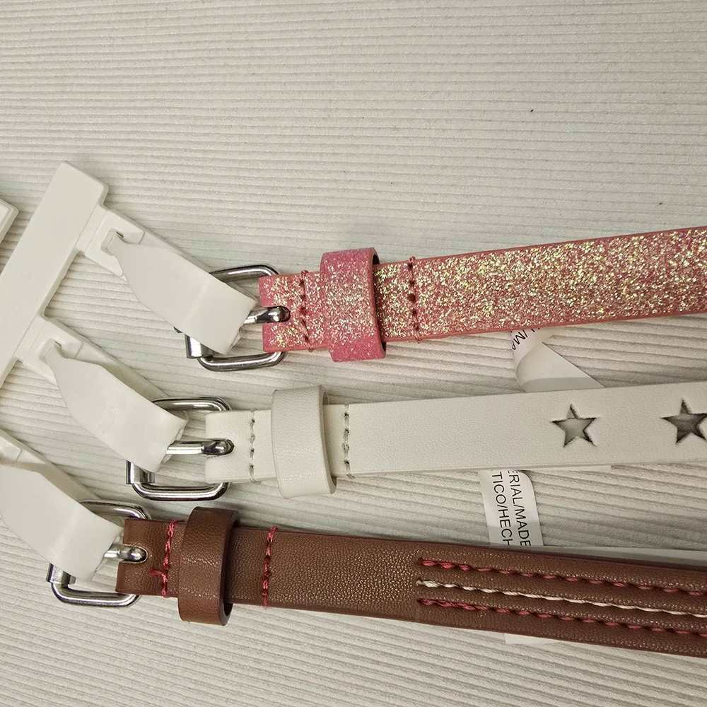 Cat & Jack Girls' 3PC Thin & Slim Belt - Pink, White, Brown